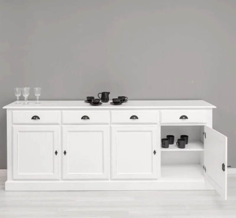 Casa Padrino Sideboard im Landhausstil mit 4 Türen und 4 Schubladen, 224 x 45 x 90 cm