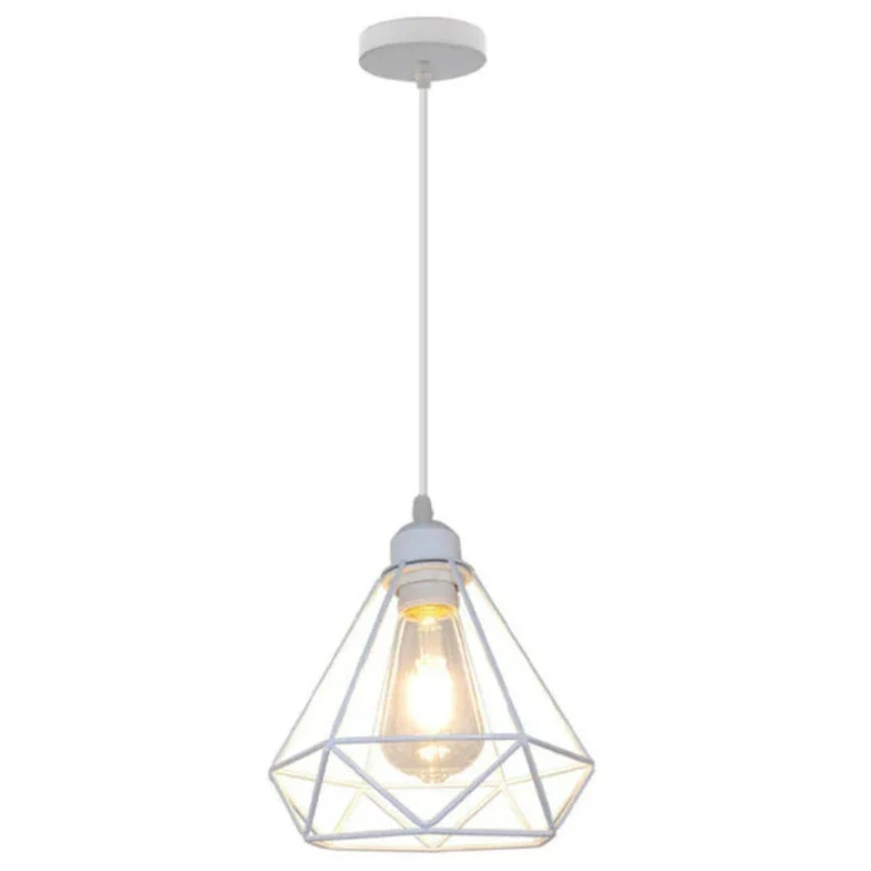 Design-Hängelampe weiß Drahtkäfig Ø 20 cm für barlampen~1896