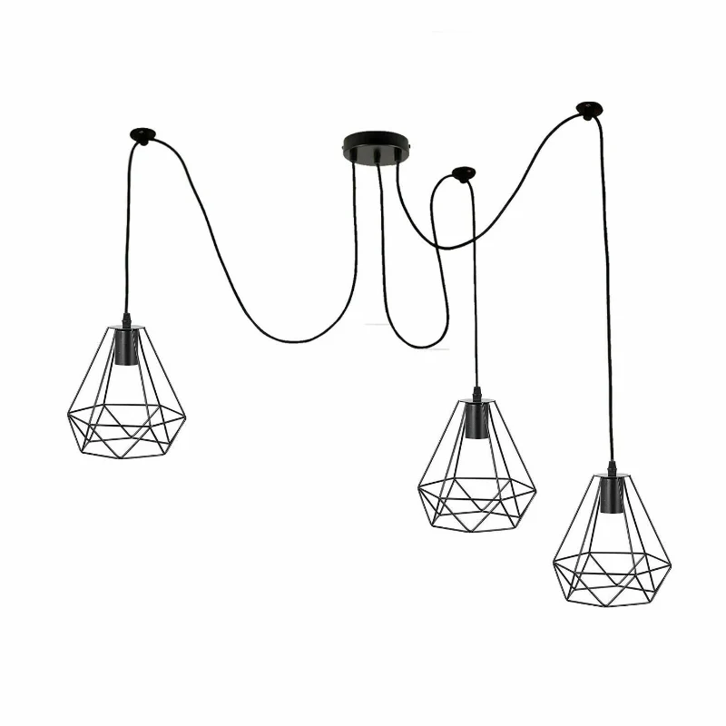 Industrial Spinnen Käfig Kronleuchter E27 Schwarz 2m kabel ~1887