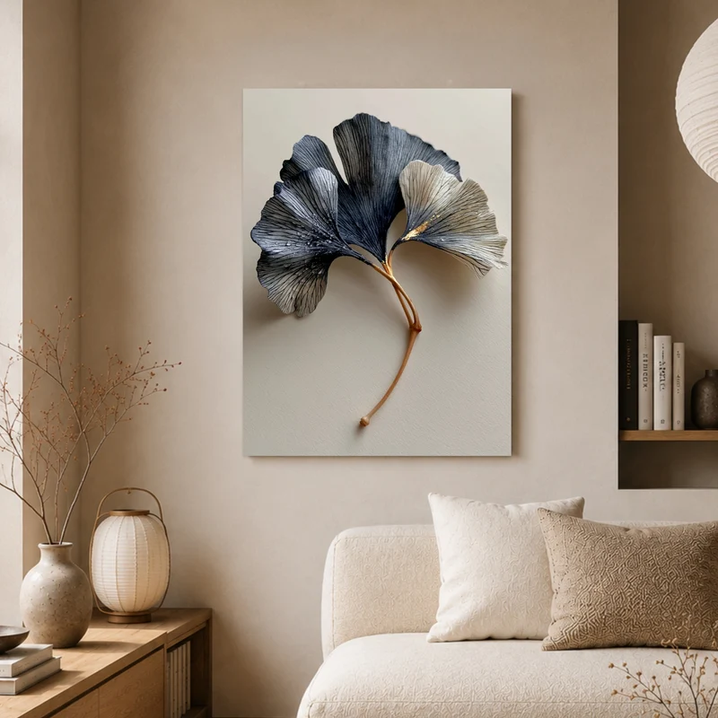 Ginkgo in Indigo und Gold Poster