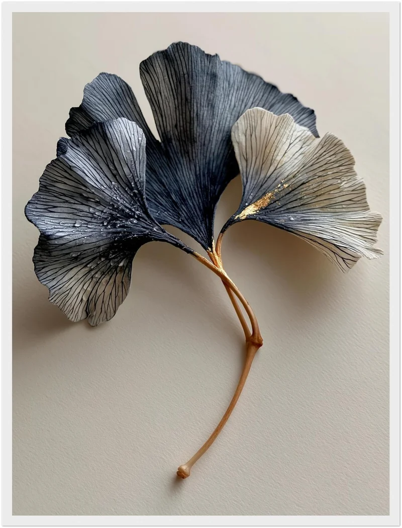 Ginkgo in Indigo und Gold Poster