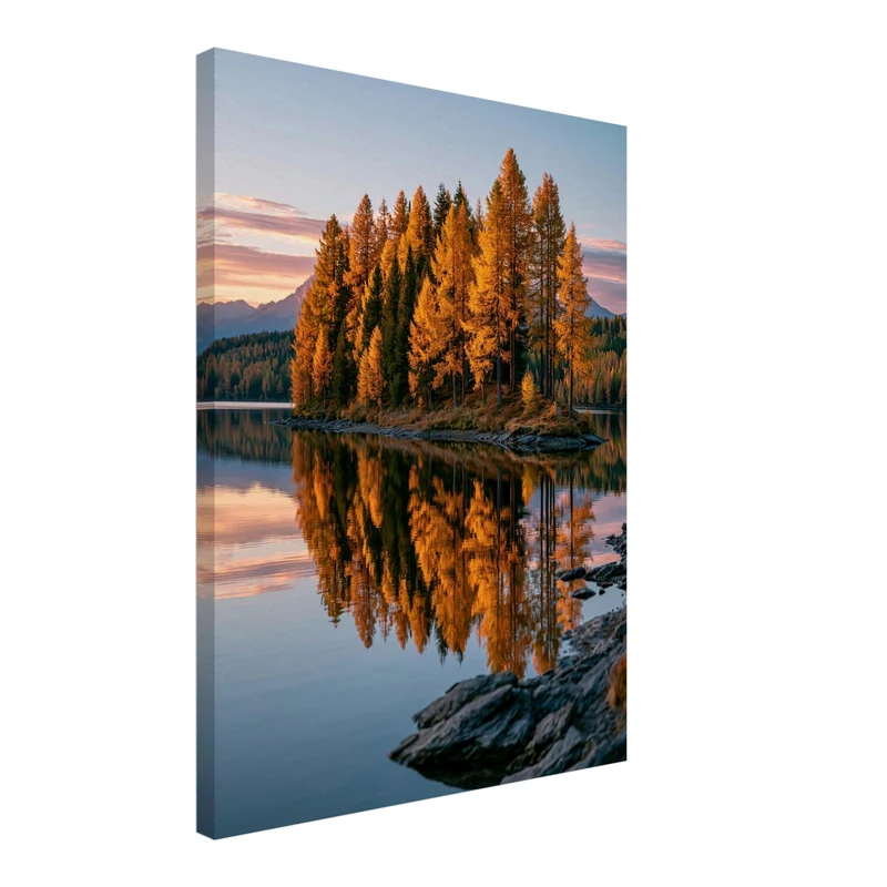 Goldener Lärchensee im Herbst Leinwand