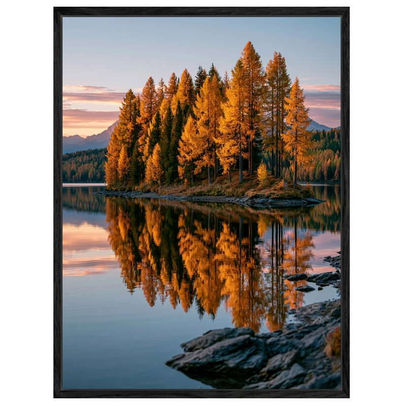 Goldener Lärchensee im Herbst Leinwand