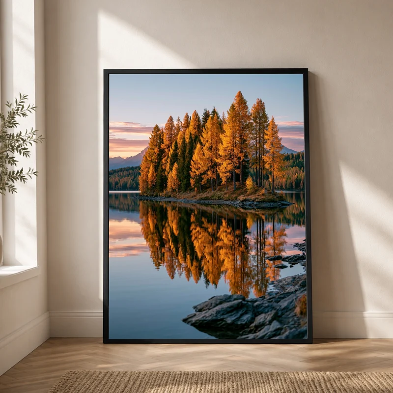 Goldener Lärchensee im Herbst Poster