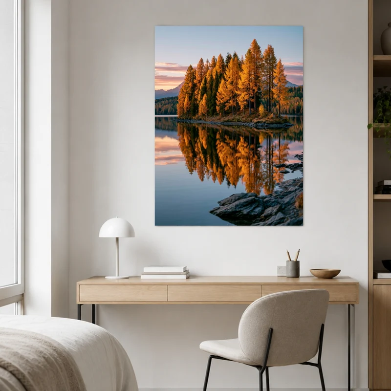 Goldener Lärchensee im Herbst Poster