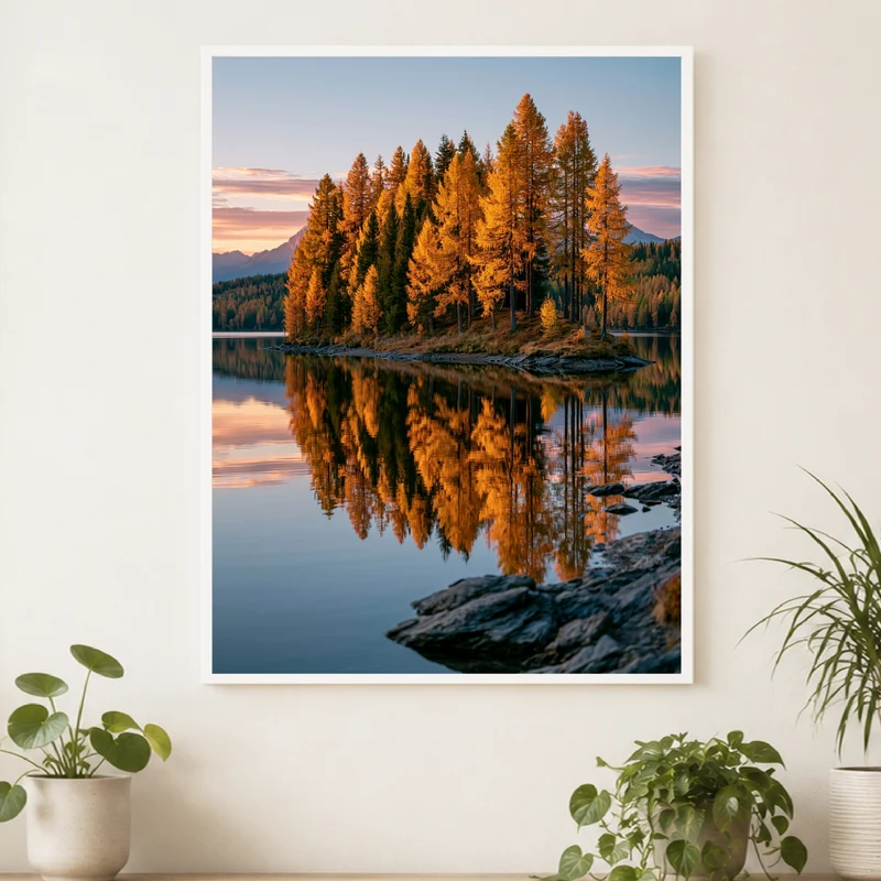 Goldener Lärchensee im Herbst Poster