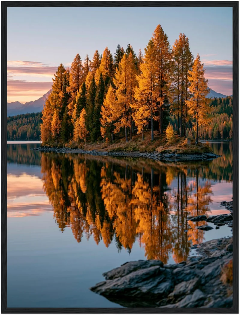 Goldener Lärchensee im Herbst Poster