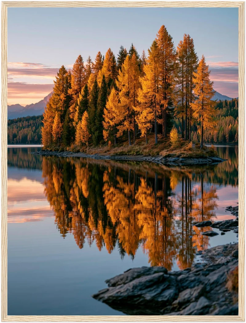 Goldener Lärchensee im Herbst Poster