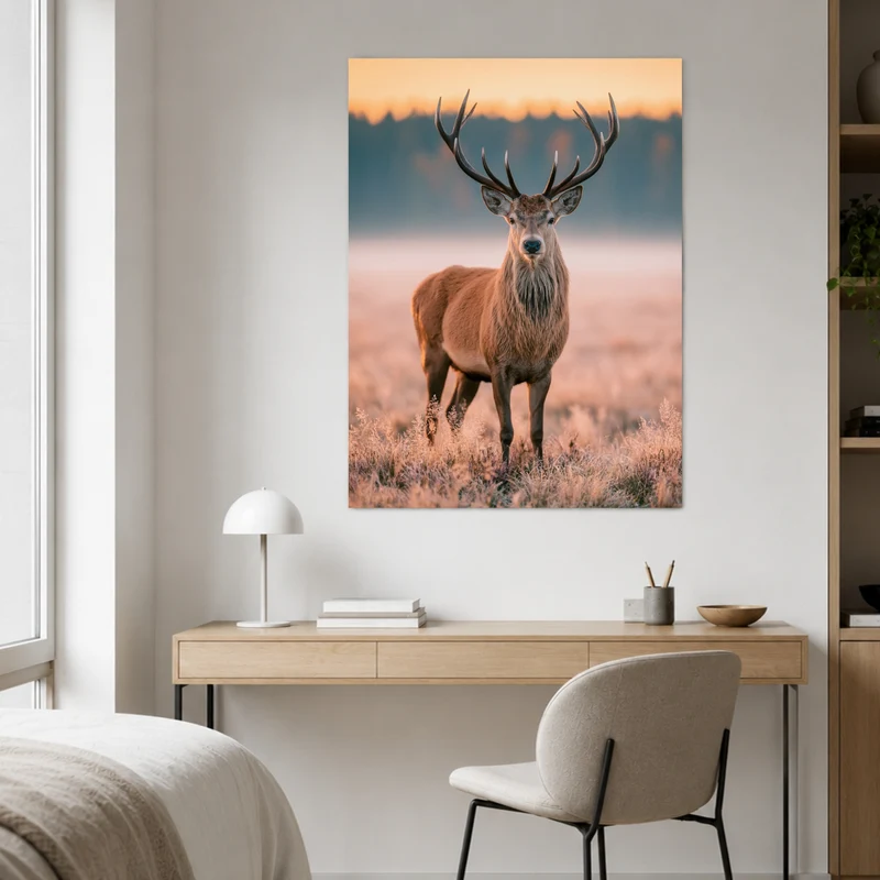 Hirsch im Morgenlicht Leinwand