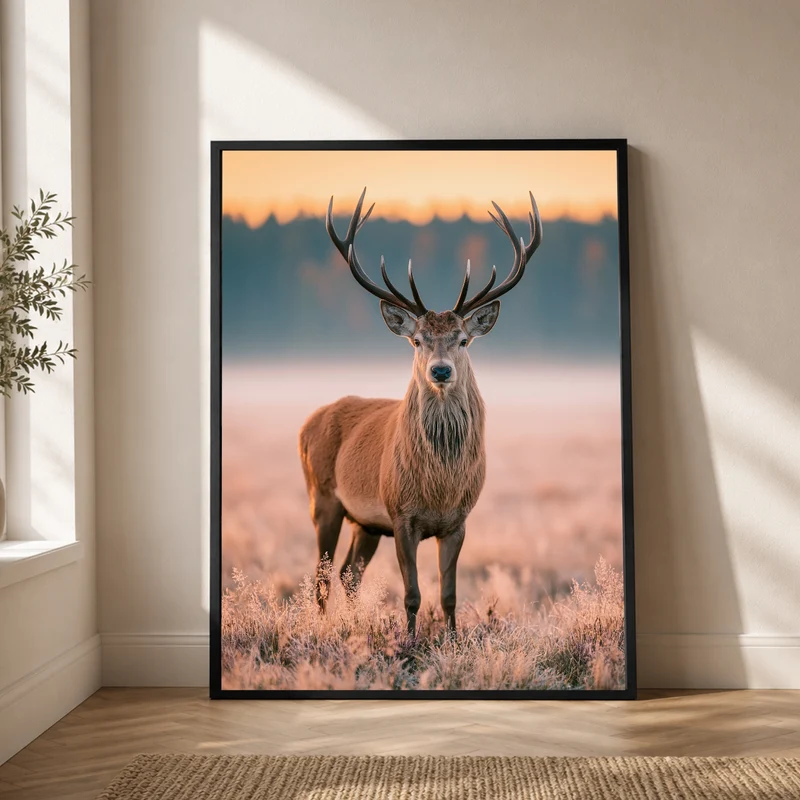 Hirsch im Morgenlicht Poster