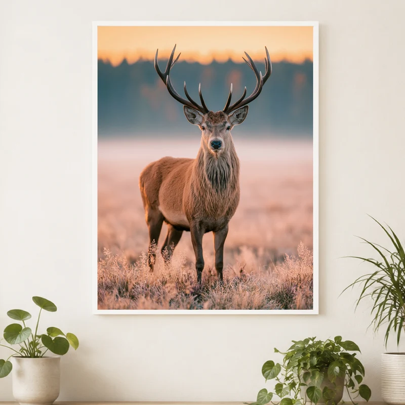 Hirsch im Morgenlicht Poster