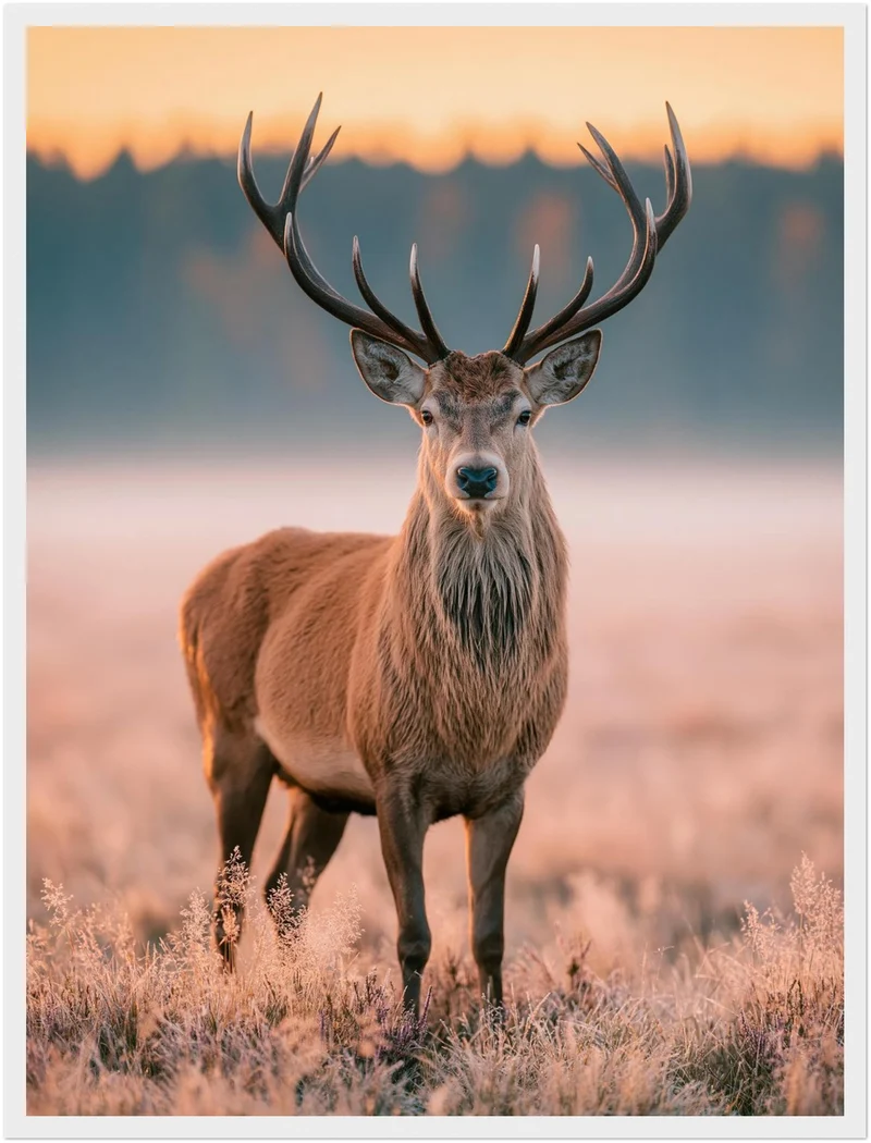 Hirsch im Morgenlicht Poster
