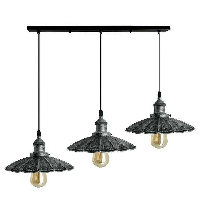3-Flammige Pendelleuchte im Silber für Wohn Esszimmer~1676