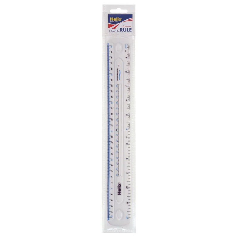 Helix 30cm Metric-Imperial Premium Ruler Shatter Resistant