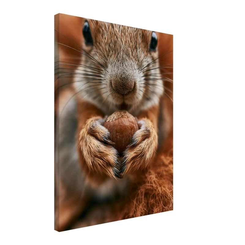 Eichhörnchen mit Haselnuss Leinwand