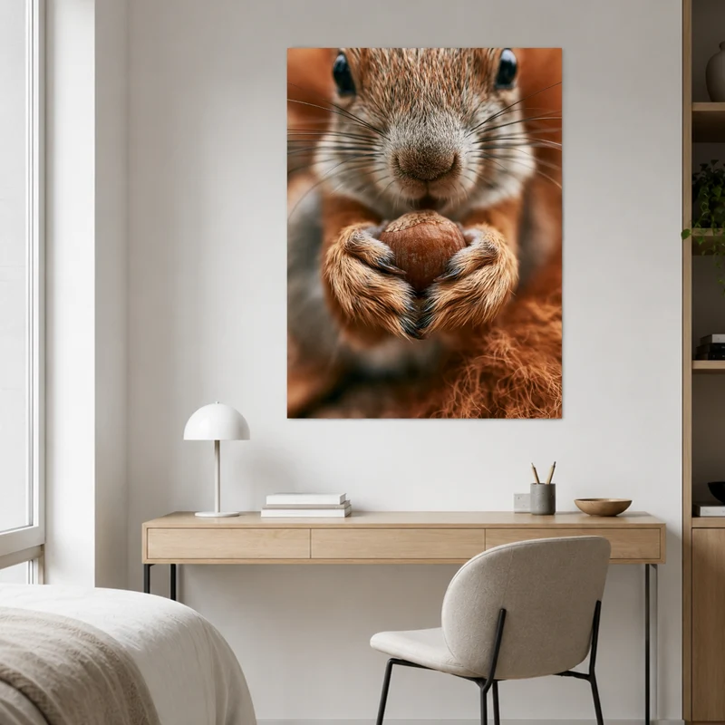 Eichhörnchen mit Haselnuss Leinwand