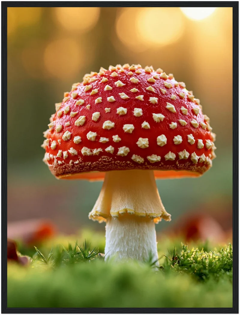 Roter Fliegenpilz im Moos Poster