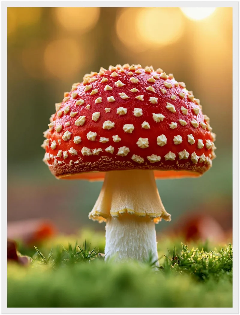 Roter Fliegenpilz im Moos Poster