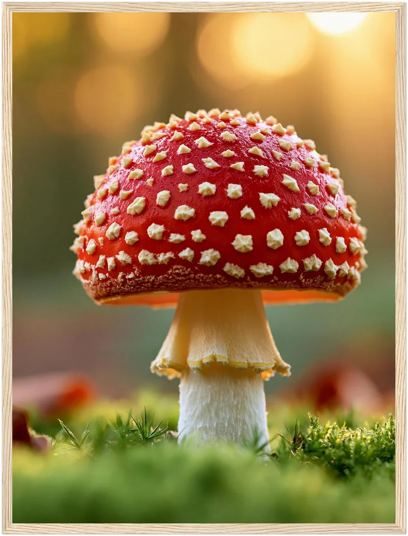 Roter Fliegenpilz im Moos Poster