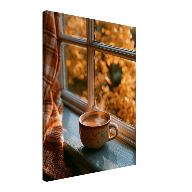 Herbstmorgen am Fenster Leinwand