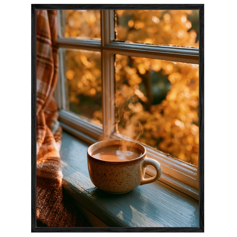 Herbstmorgen am Fenster Leinwand