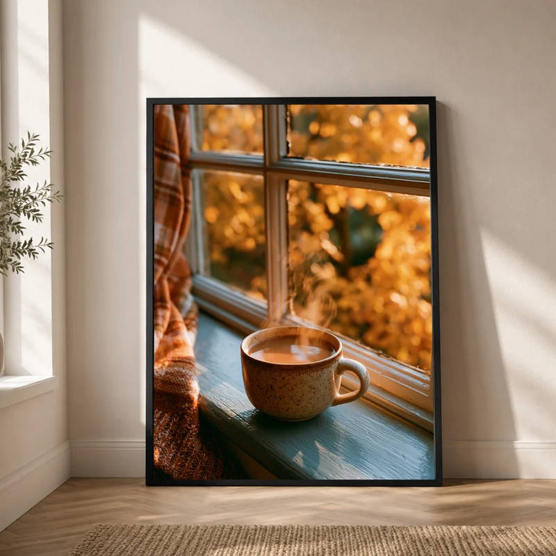 Herbstmorgen am Fenster Poster