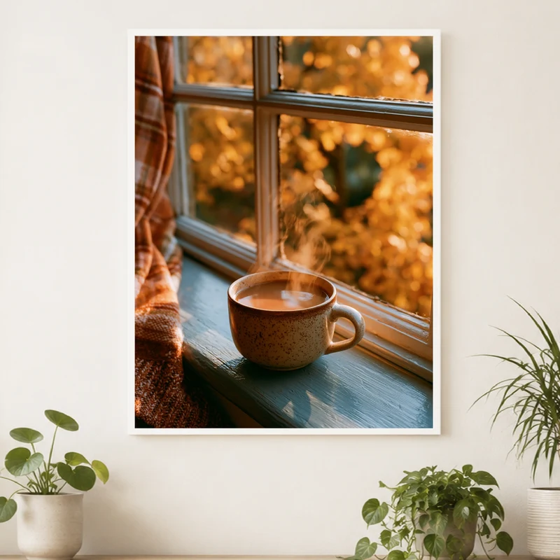 Herbstmorgen am Fenster Poster
