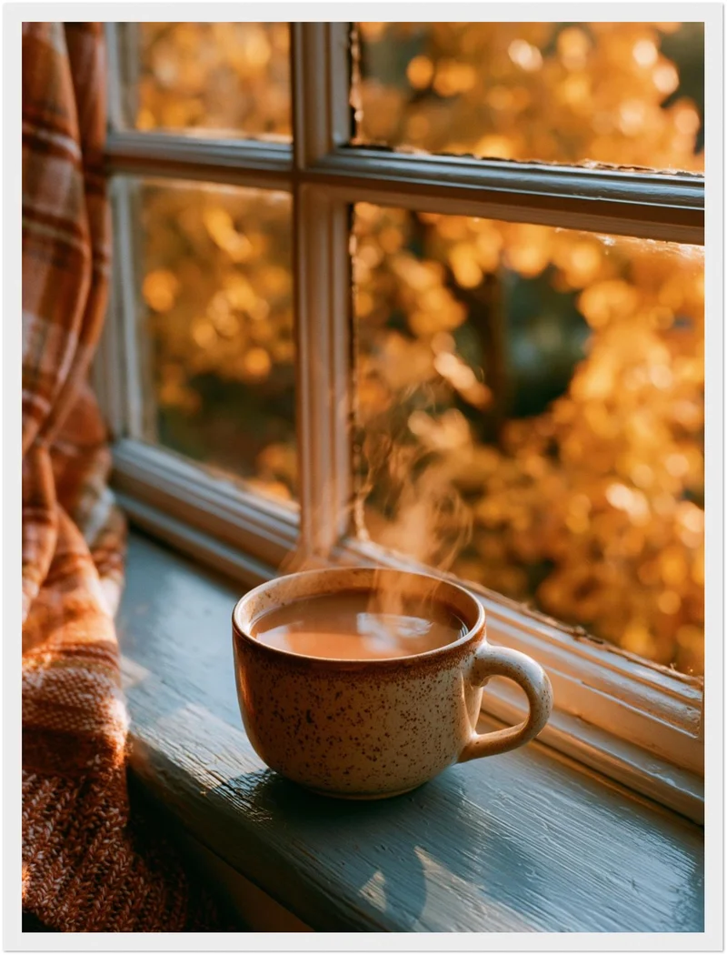 Herbstmorgen am Fenster Poster
