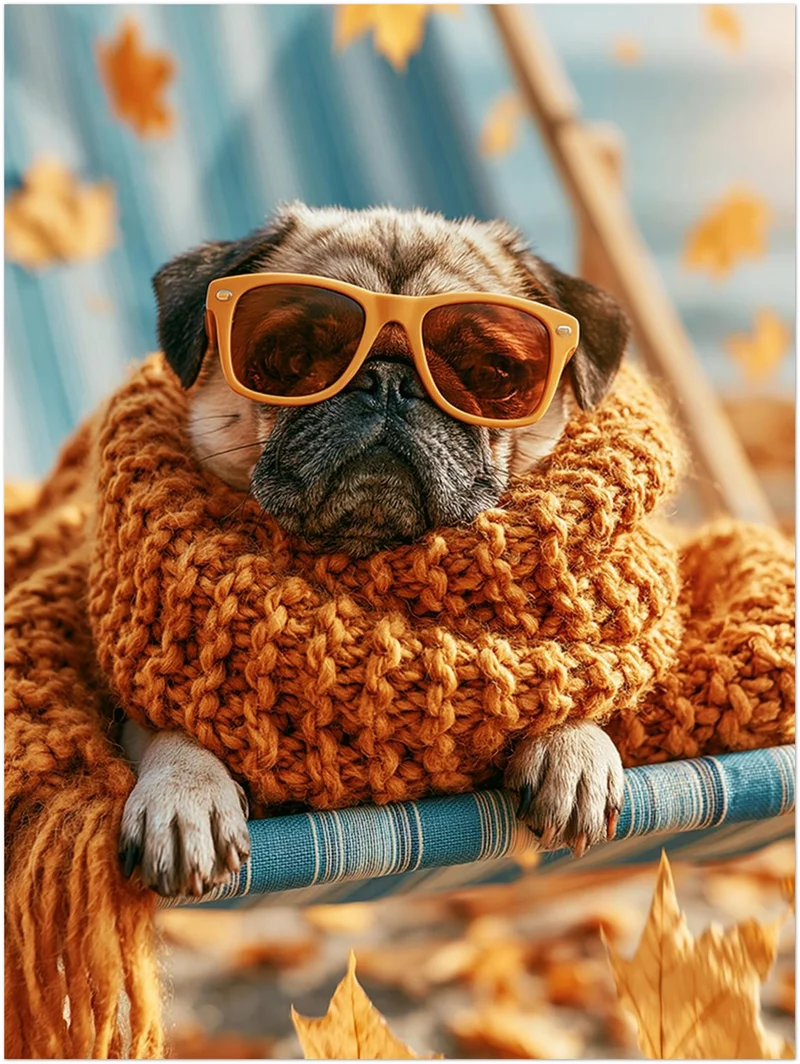 Mops im Herbstwind Leinwand