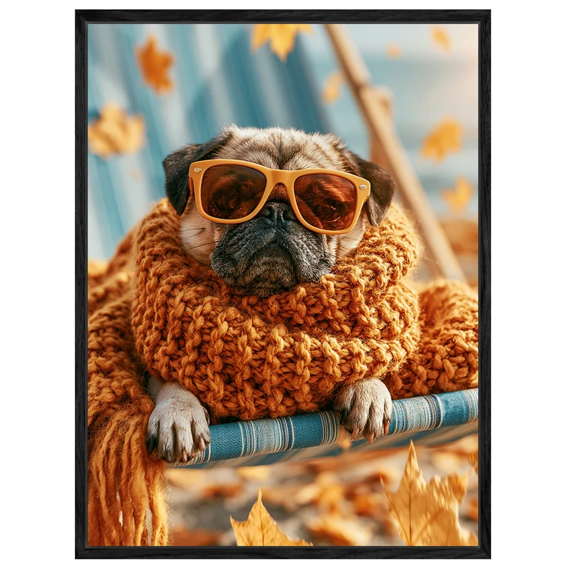 Mops im Herbstwind Leinwand