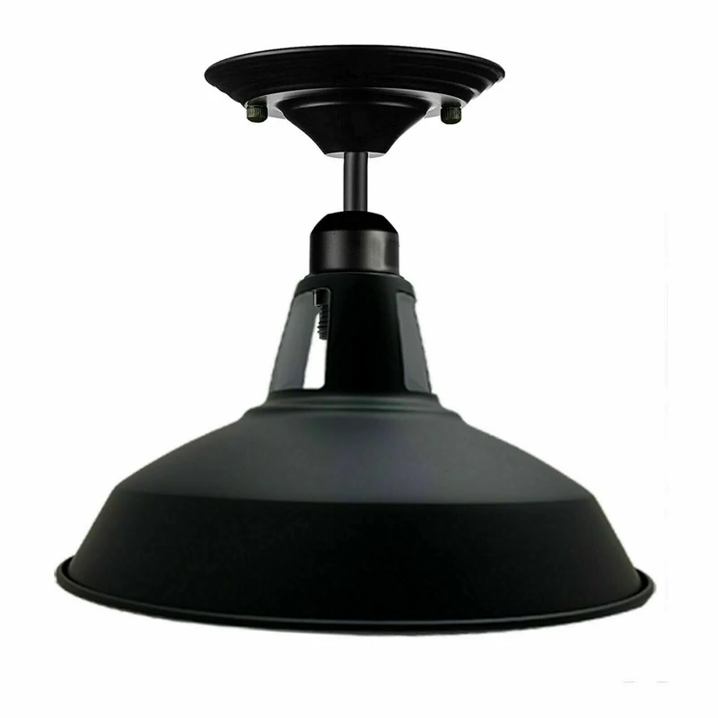 Schwarze Pendelleuchte mit E27-Fassung – Lampenschirm aus Metall für Wohnzimmer & Restaurant~1658