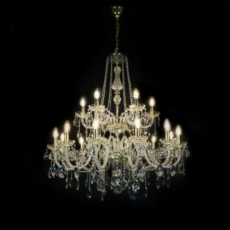 Casa Padrino Luxus Barock Kristall Kronleuchter Gold Ø 92 x H. 95 cm - Prunkvolle Messing Kronleuchter mit böhmischem Kristallglas - Barock Möbel - Edel & Prunkvoll