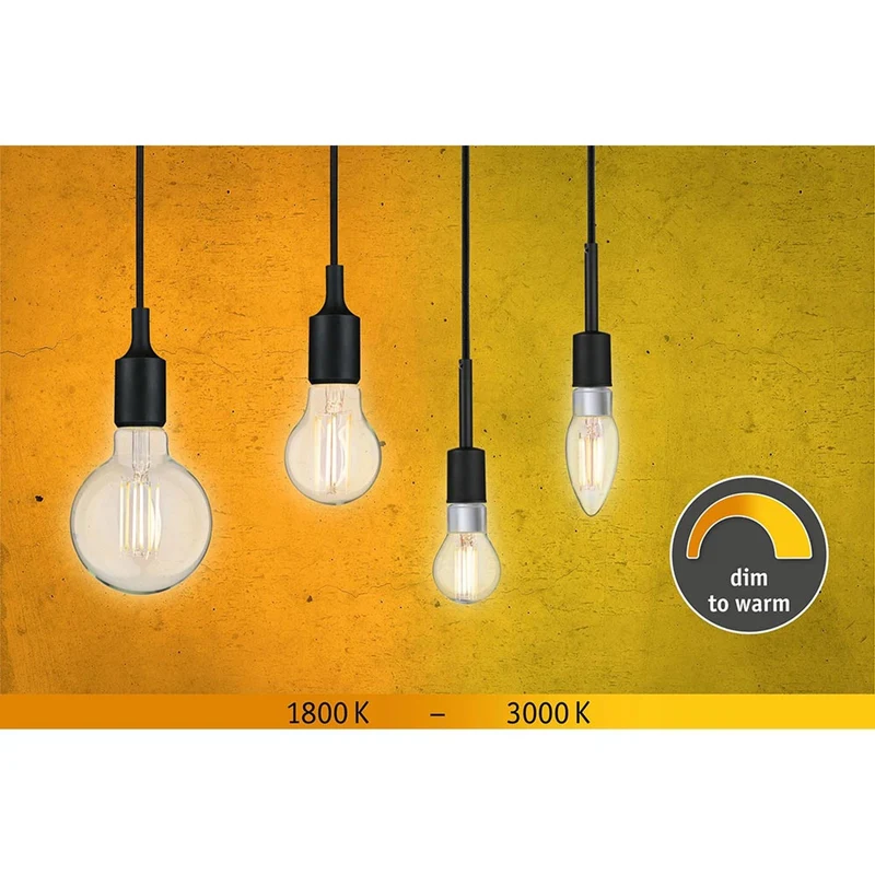 E14 5W LED Kerze Filament Dim-to-Warm 1800-3000K Klar