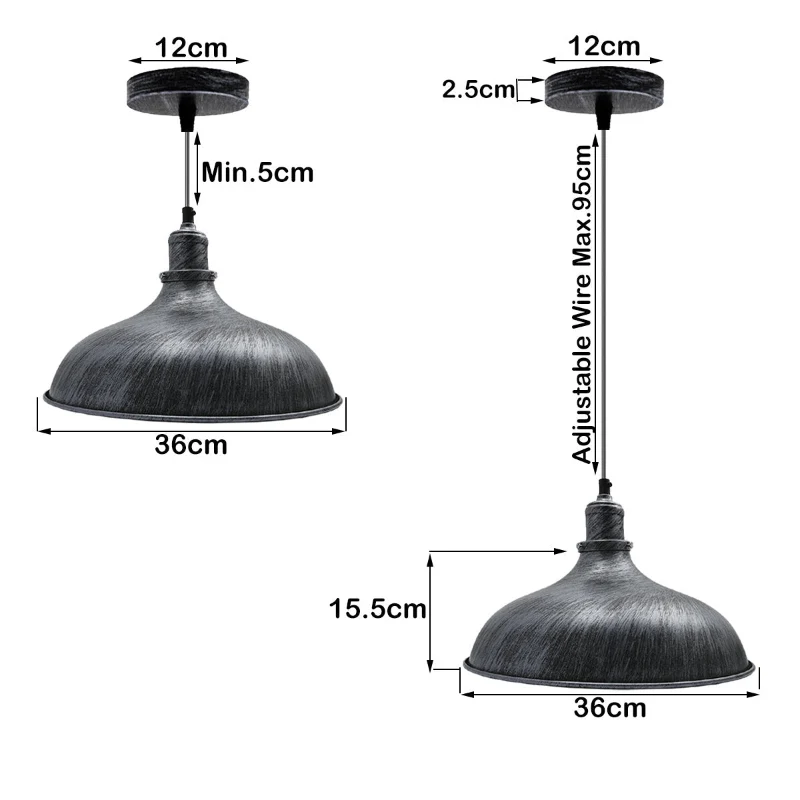 Pendelleuchte, Hangelampen,Metall schirm Ø 36cm| E27 ~2520