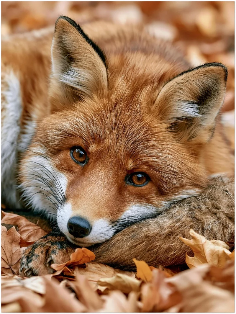 Fuchs im Herbstlaub Leinwand