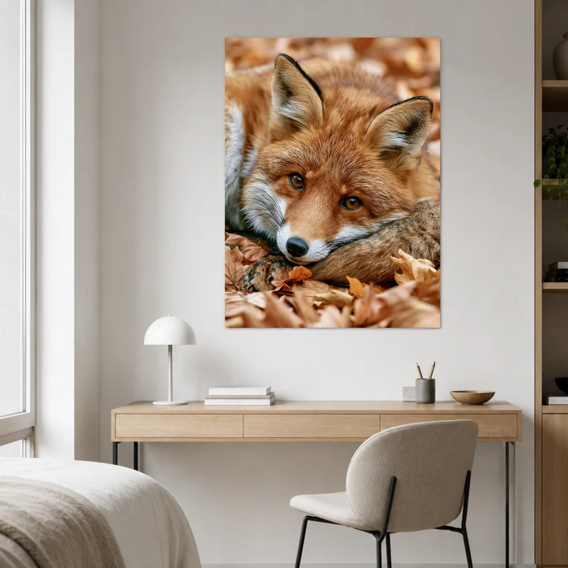 Fuchs im Herbstlaub Poster