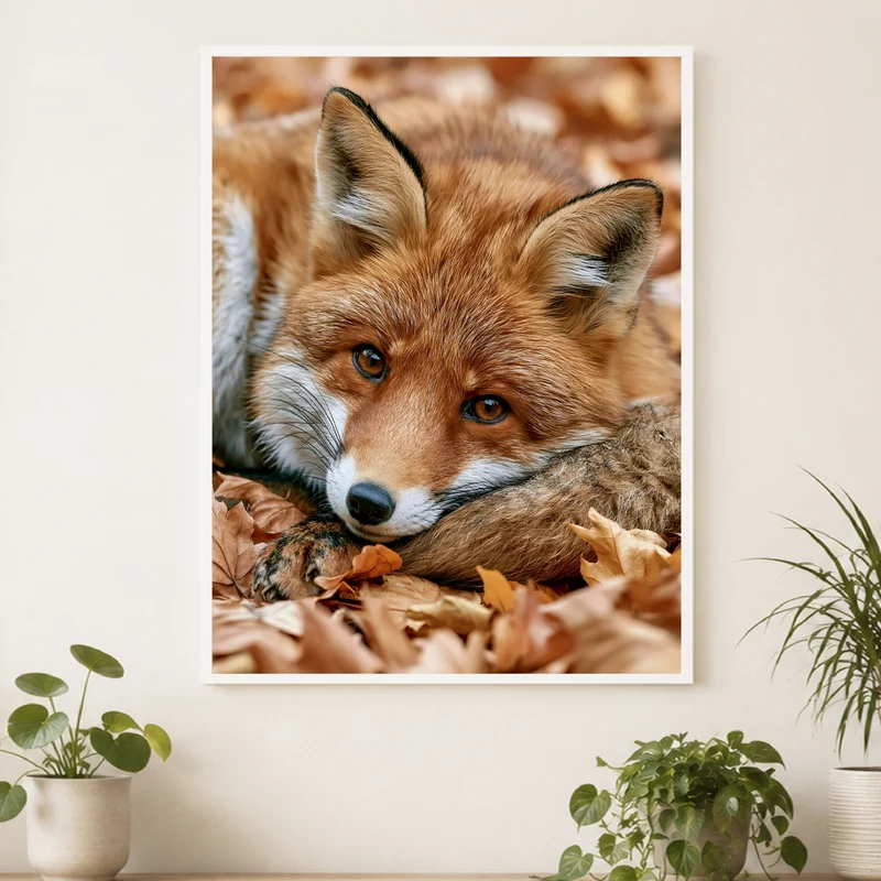 Fuchs im Herbstlaub Poster