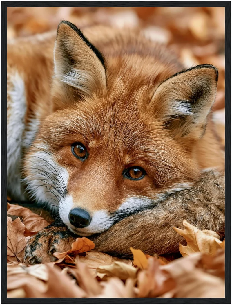 Fuchs im Herbstlaub Poster