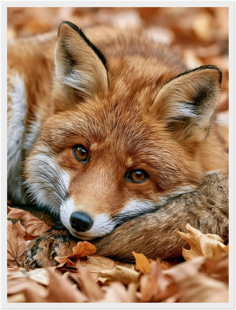 Fuchs im Herbstlaub Poster