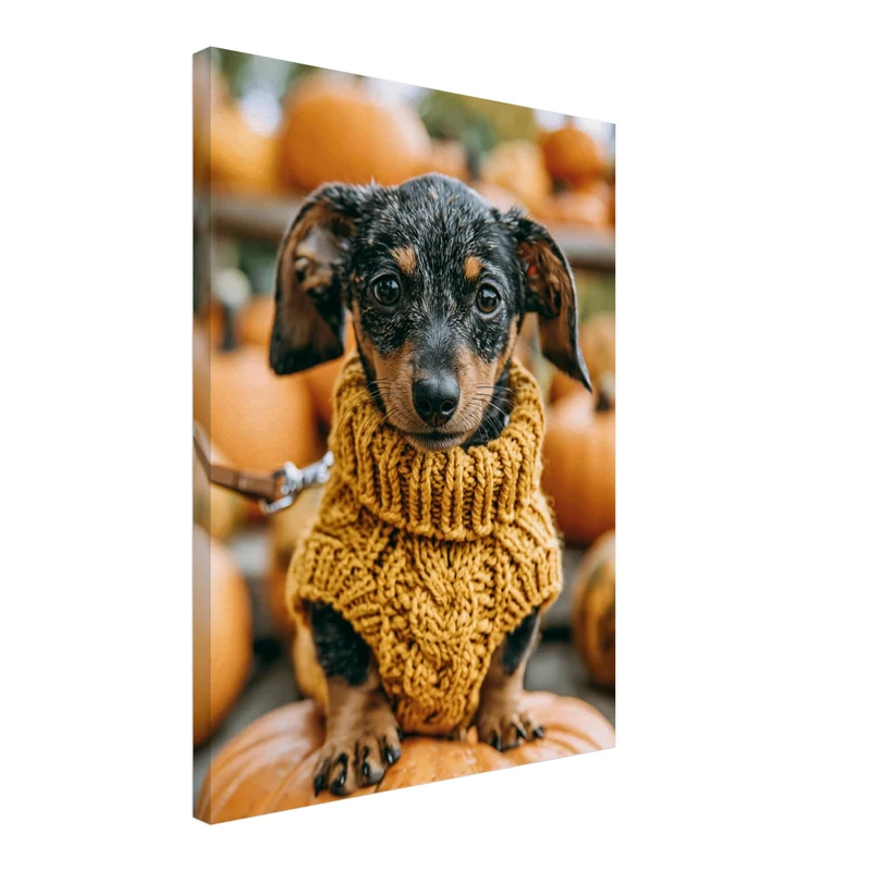 Dackel im Herbstgold Leinwand