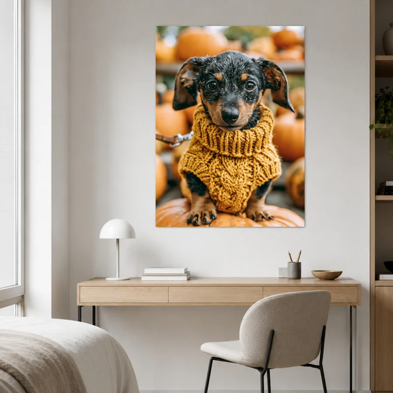 Dackel im Herbstgold Leinwand