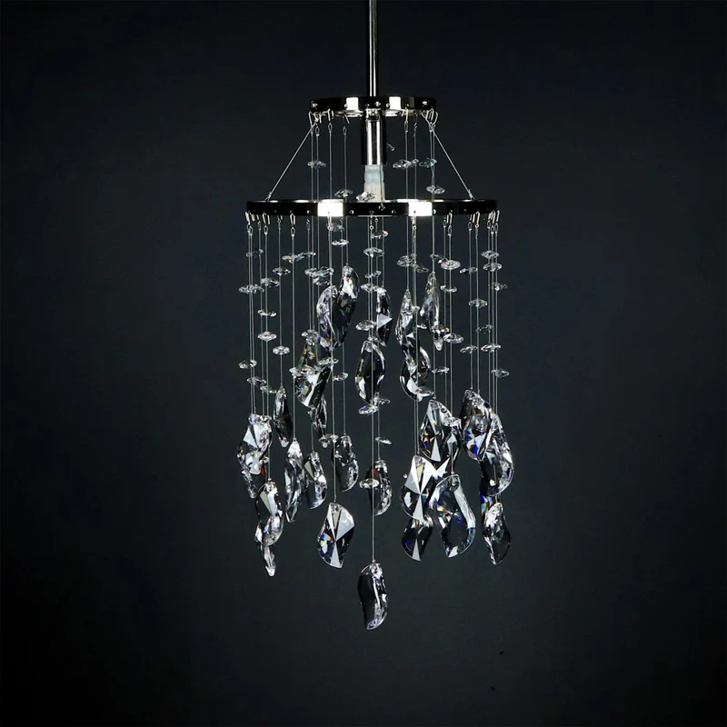 Casa Padrino Luxus Kristall Hängeleuchte Silber Ø 20 x H. 40 cm - Prunkvolle Messing Hängeleuchte mit böhmischem Kristallglas - Barock Möbel - Edel & Prunkvoll
