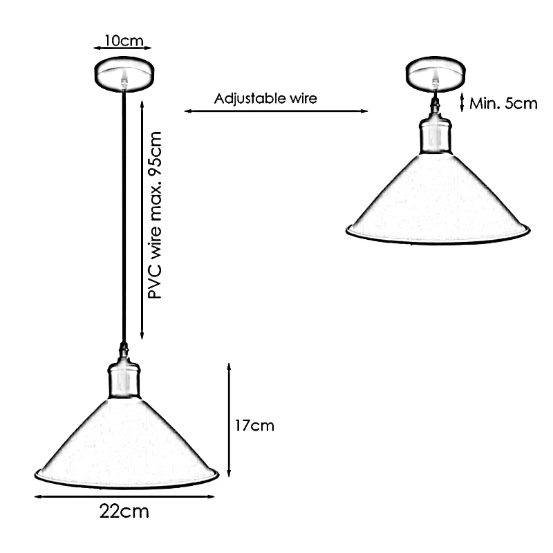 Lampenschirme Hängelampen Kegel für Pendelleuchten Ø 22cm|E27~1490