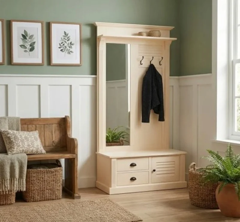 Casa Padrino Garderobe im Landhausstil mit 1 Tür und 2 Schubladen, 121 x 41 x 210 cm