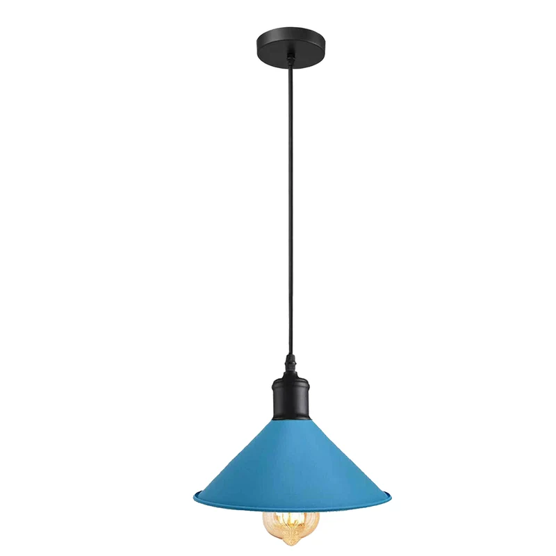 Blaue Deckenpendelleuchte aus Metall - Industrie Design E27 ~1485