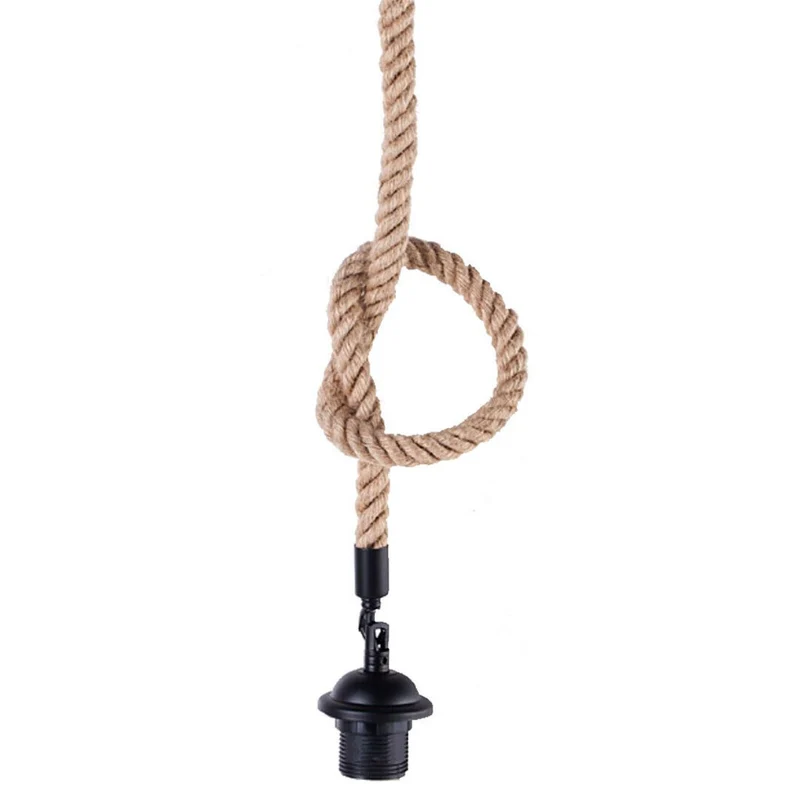 E27 Lampenfassung mit Kabel Hanfseil für Pendelleuchte~1813