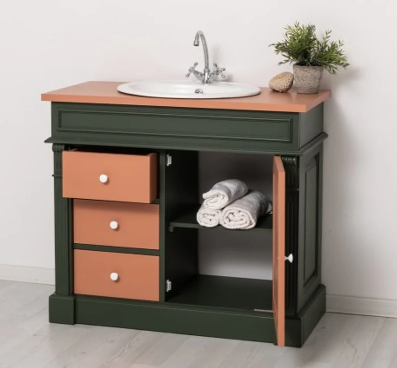 Casa Padrino Schrank im Landhausstil mit 1 Tür und 3 Schubladen, 103 x 51 x 91 cm