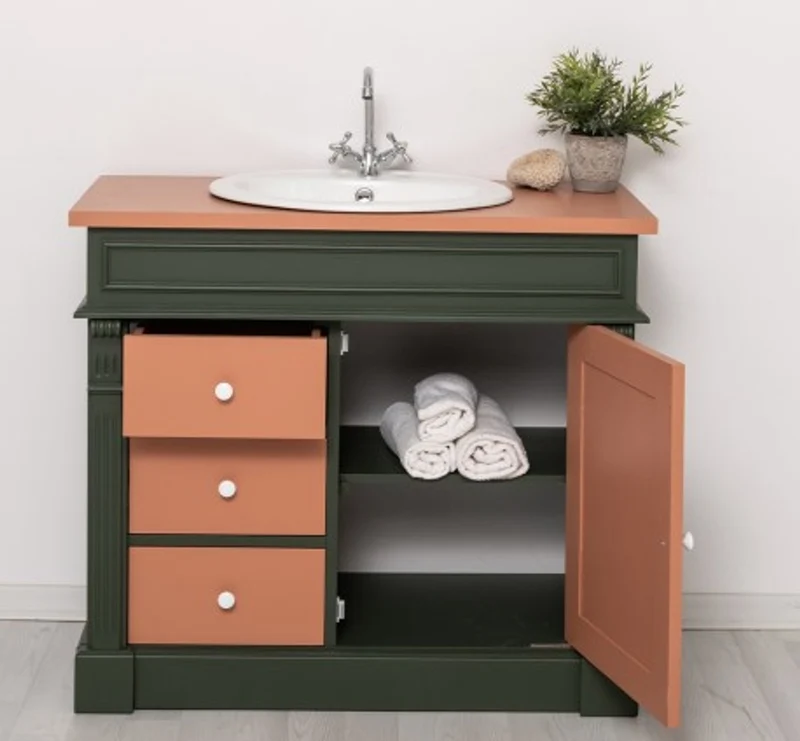 Casa Padrino Schrank im Landhausstil mit 1 Tür und 3 Schubladen, 103 x 51 x 91 cm