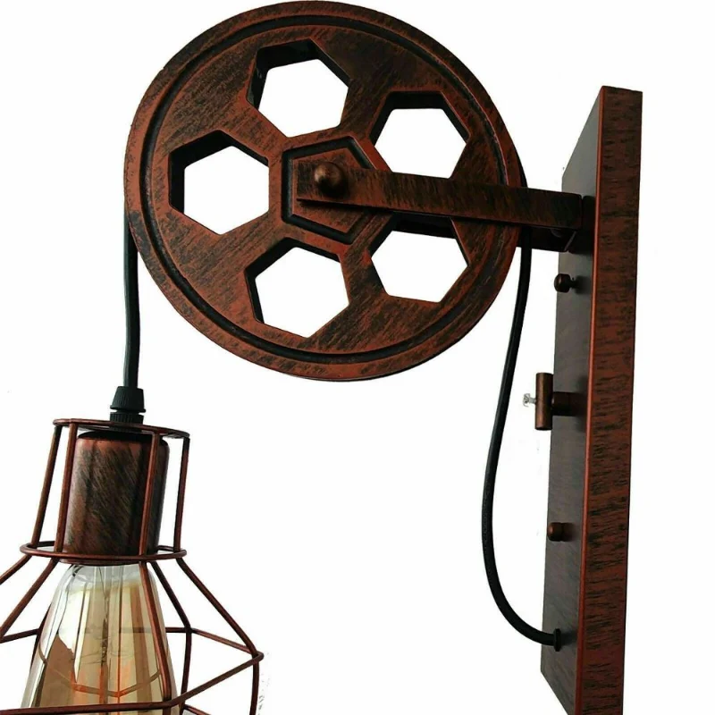 Höhenverstellbare Pulley Wandleuchte |Rustikales Rot E27~1480