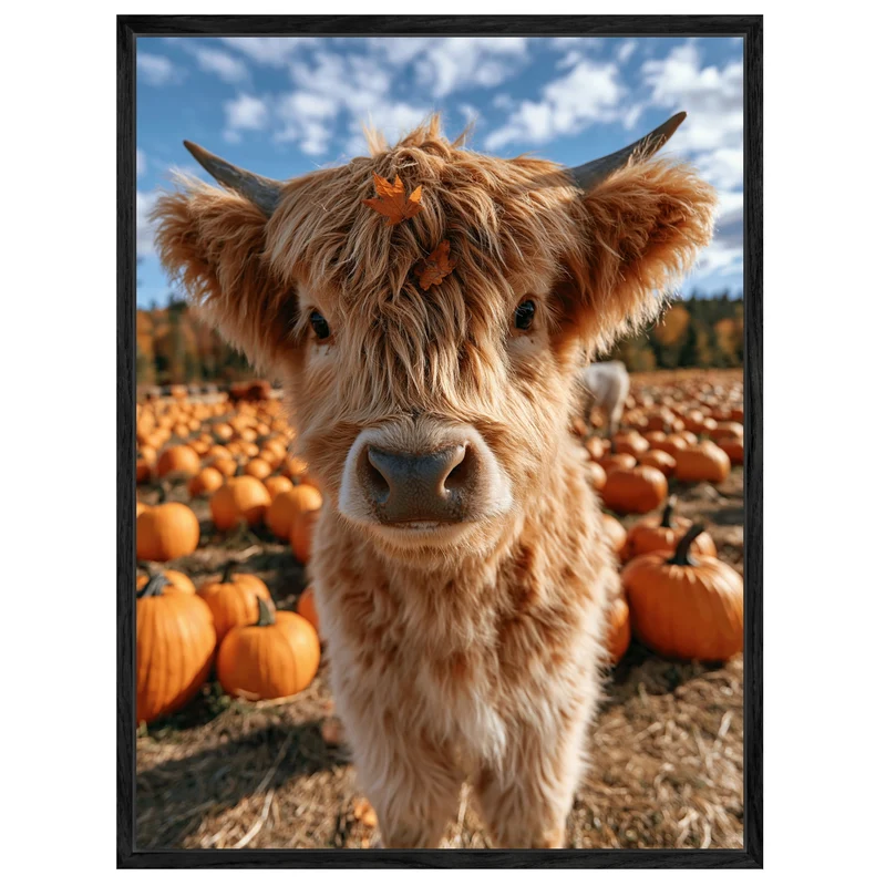 Herbstkälbchen im Kürbisfeld Leinwand